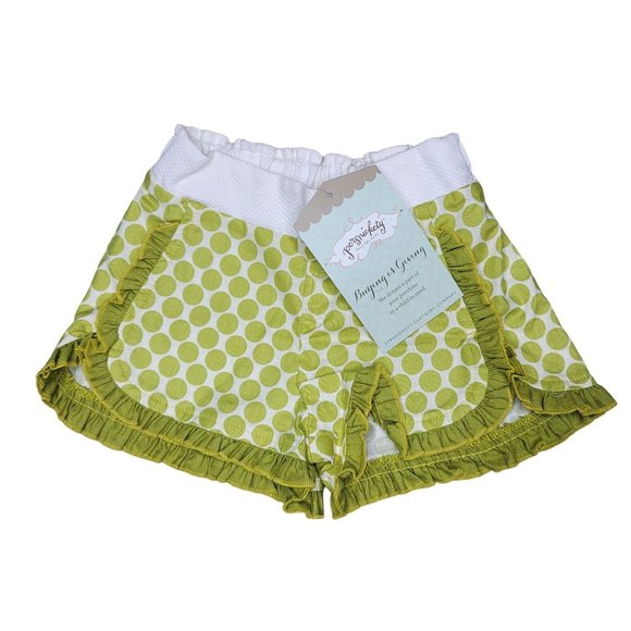 Persnickety green polka dot ruffle shorts spring summer 100% cotton size 18m - Picture 1 of 4